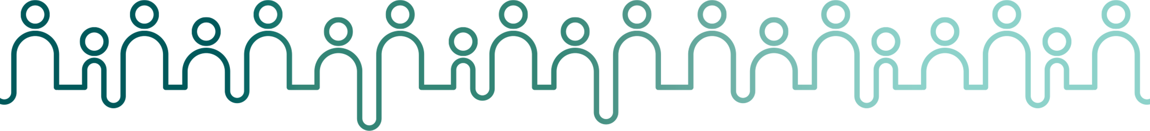 Friends graphic representing a heartbeat made up of outlines of people