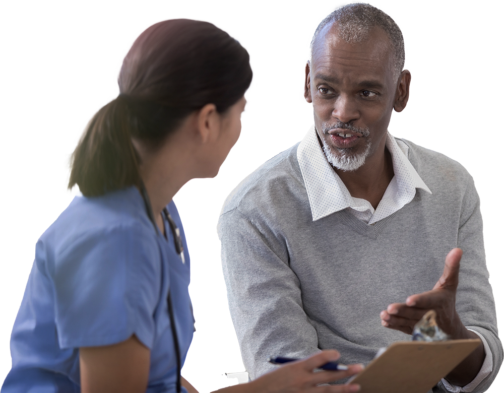 Patient talking with a healthcare professional