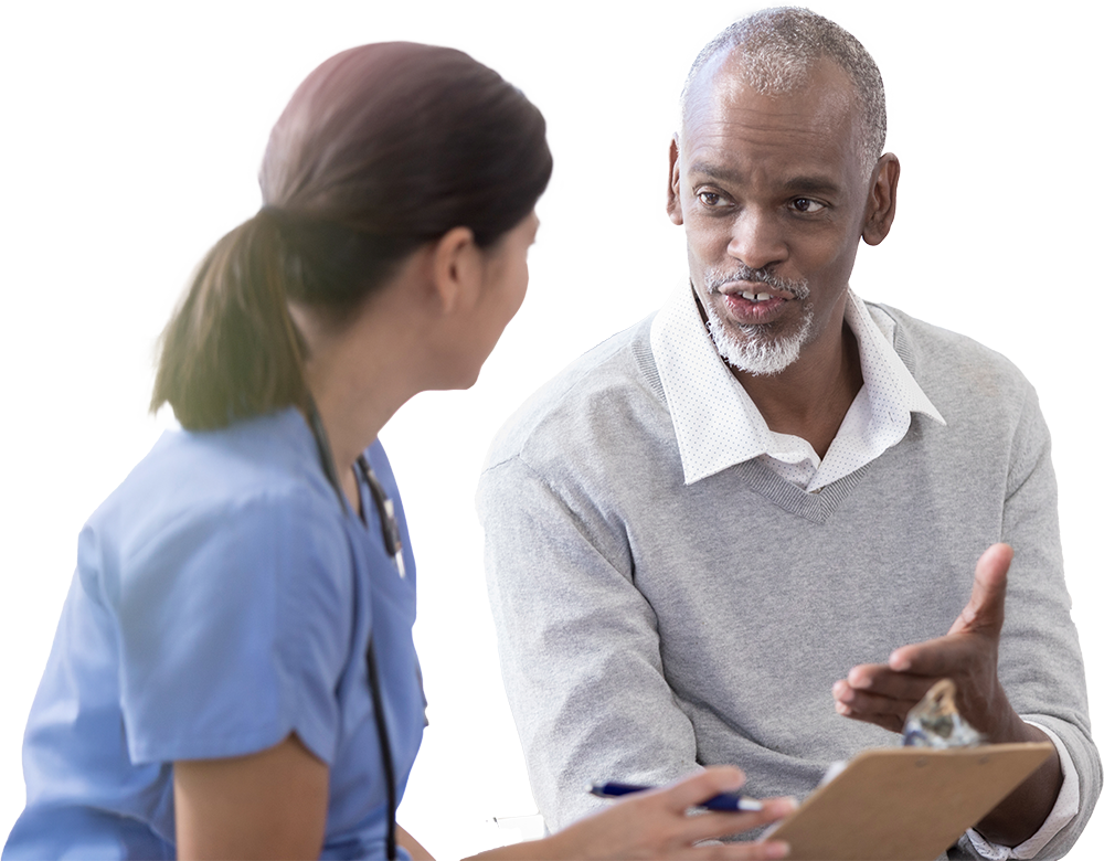 Infirmière parlant à un patient